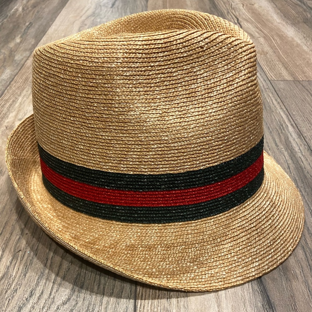Gucci Abaca Straw Web Fedora Hat SZ M, fits small!